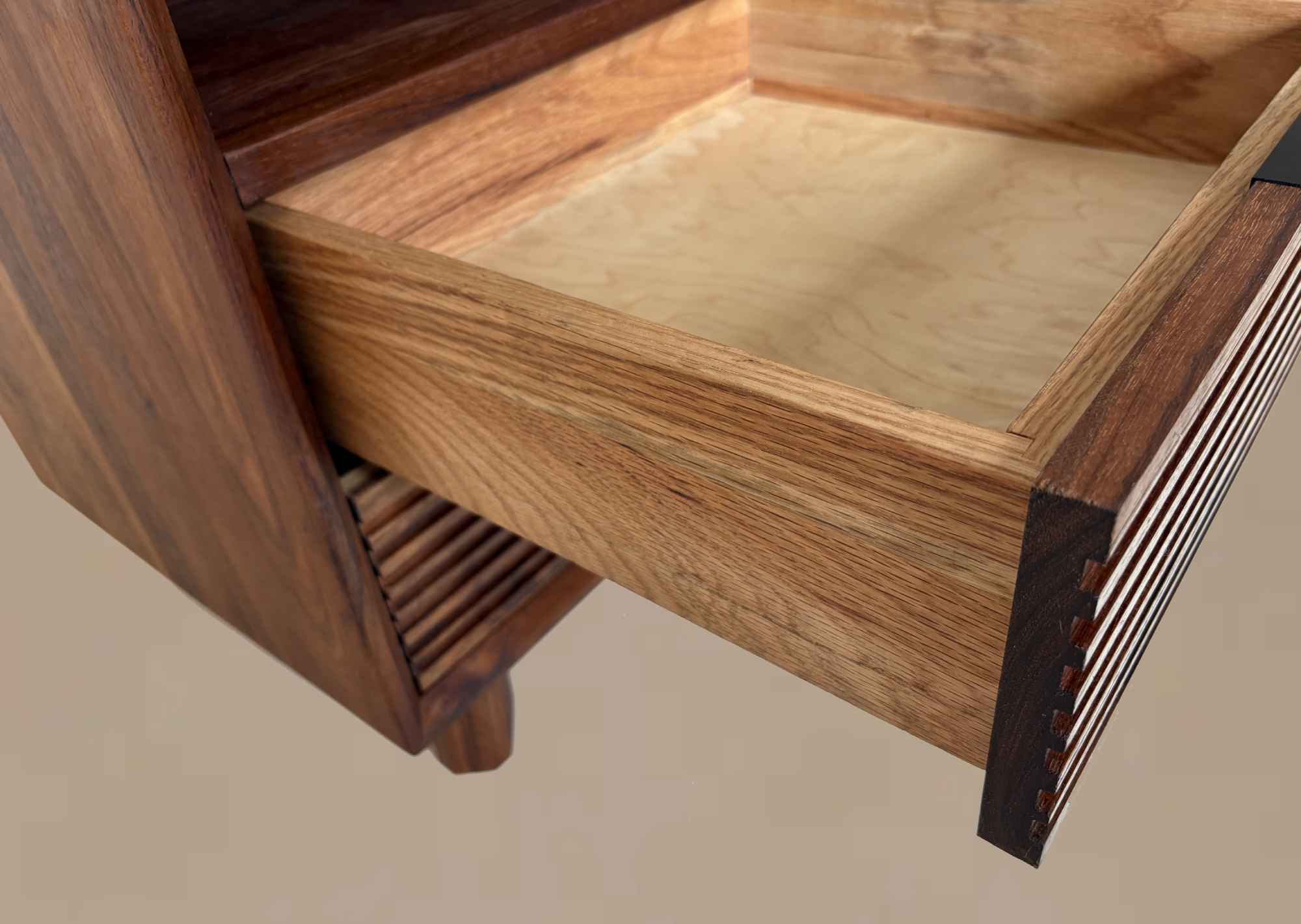 walnut nightstand, oak nightstand