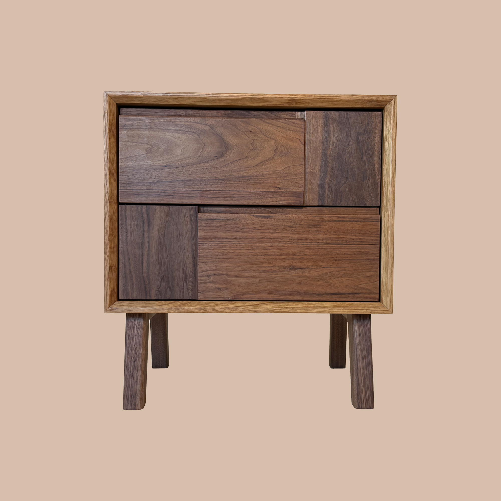 walnut nightstand, oak nightstand
