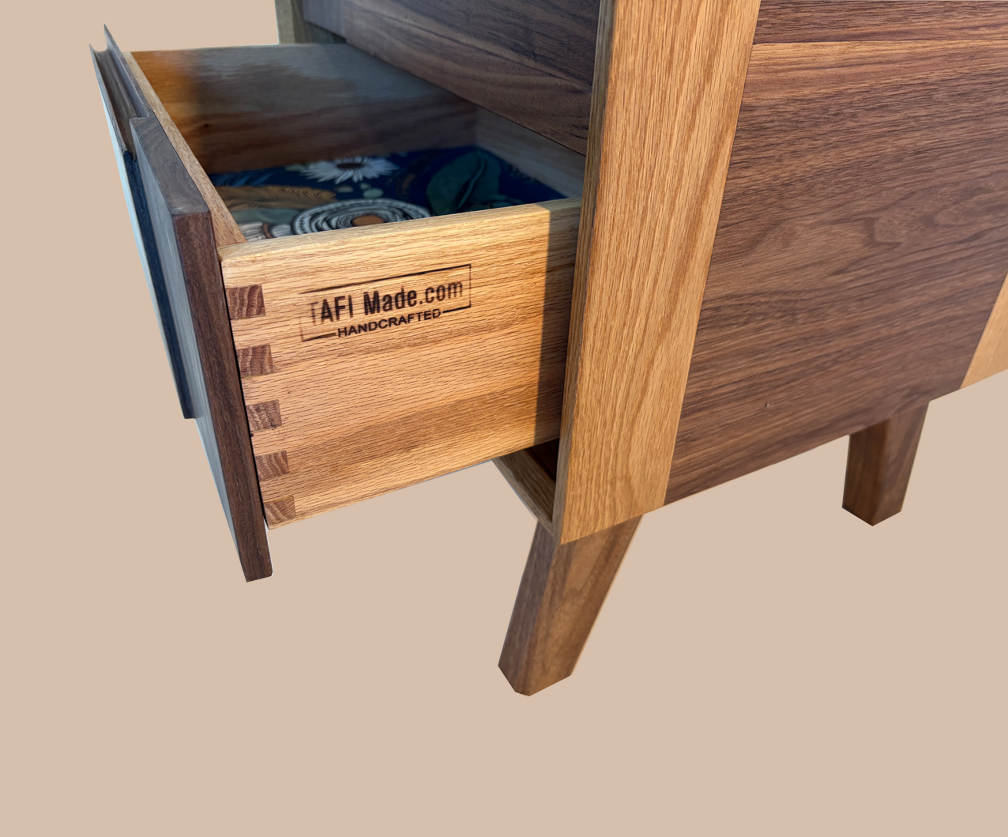 walnut nightstand, oak nightstand