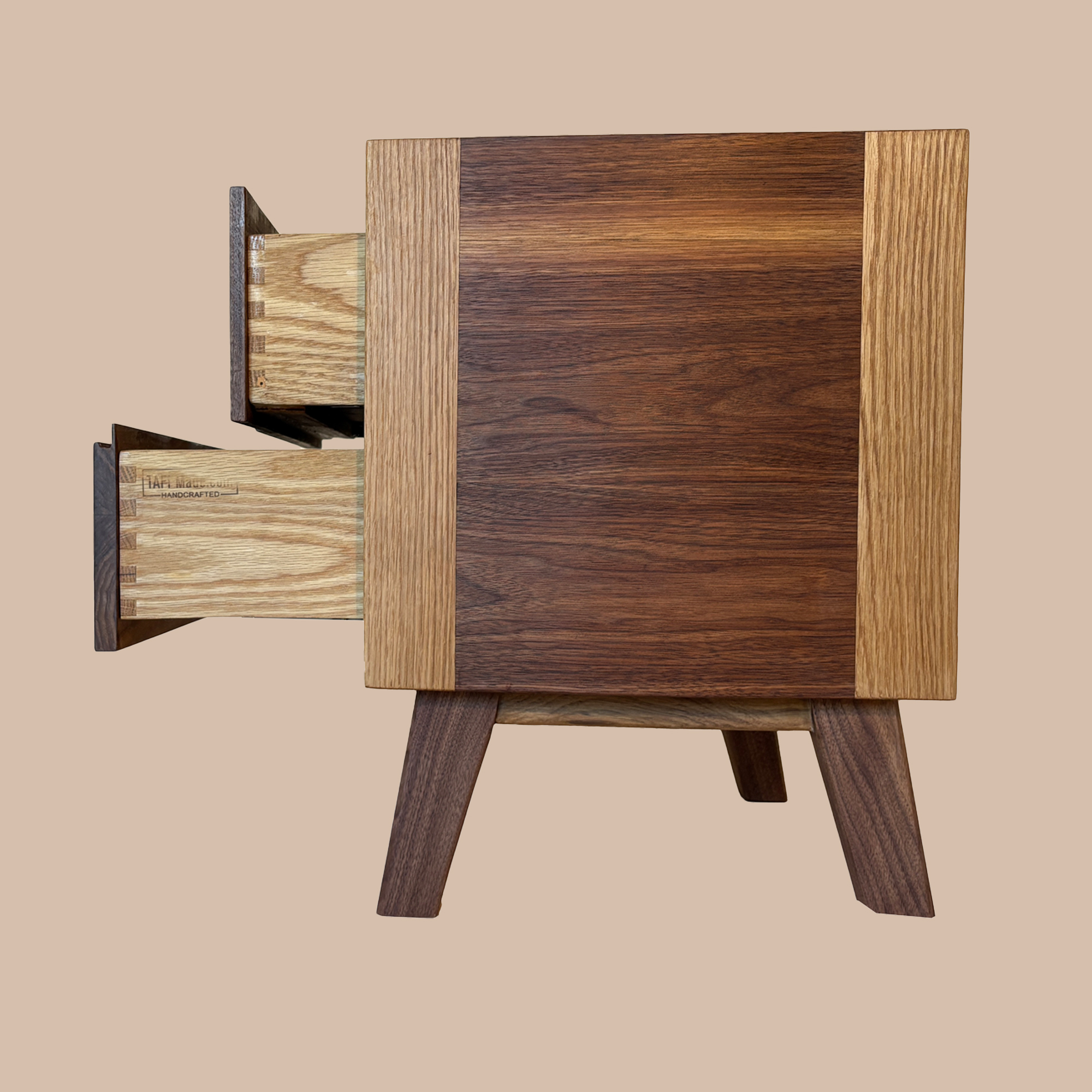 walnut nightstand, oak nightstand
